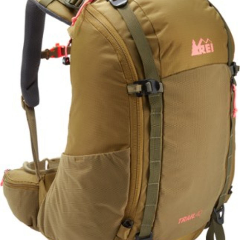 REI Trail 42 Backpack in Olive and Pink